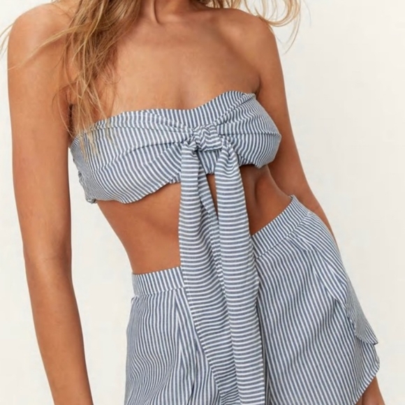 Nasty Gal Pants - 3/$25! NWT Nasty Gal Stripe Tie Bandeau & Short Set Size 4